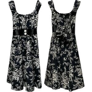 Bonnie Jean Sleeveless Floral Satin Bow Tie Back Dress Little Girls Size 5